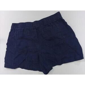Lilly Pulitzer Minimalist Designer Solid TRUE‎ NAVY LILO 100% Linen Shorts Large